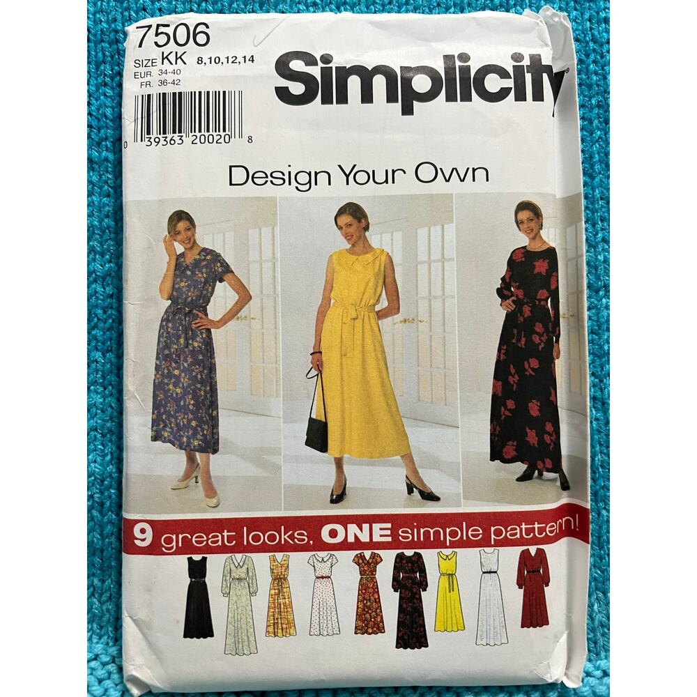 Simplicity 7506 Sewing pattern midi maxi dress size 8 10 12 14